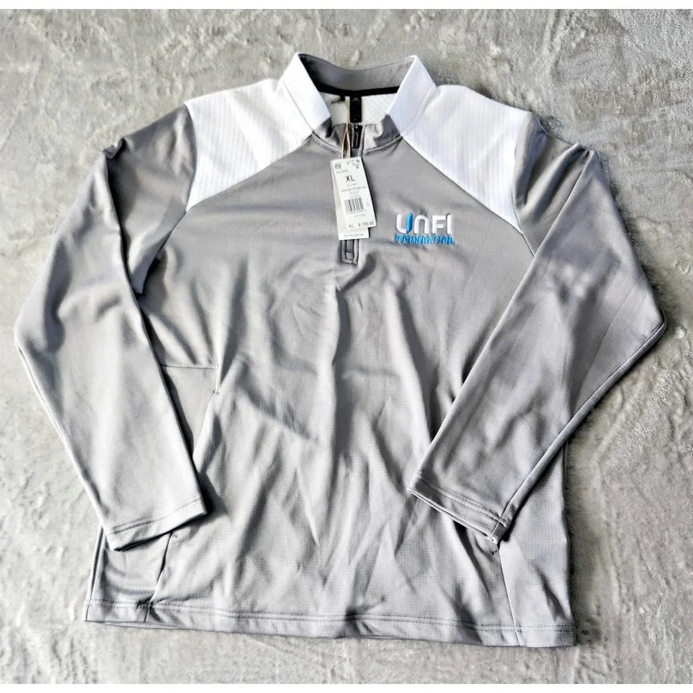 NWT! A532 | Adidas Men's Textured Mixed Media 1/4‎ Zip Pullover UNFI Foundation